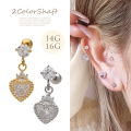 ［14G 16G ］揺れる度に煌めく ハート ジュエル heart チャーム 軟骨ピアス ヘリックス ボディピアス 軟骨ピアス ヘリックス ボディピアス 0119