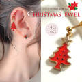 ［14G 16G ］★クリスマス 限定★取り入れやすい♪レッド×GOLDツリー  冬ピアス 軟骨ピアス ヘリックス ボディピアス 0120