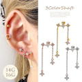 【10月新作】★今だけ送料無料★［14G 16G ］洗練されたCZ ダイヤ モチーフ 繊細なチェーン が揺れるラグジュアリーなルックス。ストレート 軟骨ピアス ヘリックス ボディピアス 0161