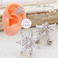 14Gサイズ新登場！［14G 16G］◇SPICYLIPSオリジナル◇1点で充分可愛いBIGキュービックフラワーモチーフ。透明感が際立つ シルバー 花  軟骨ピアス ヘリックス ボディピアス 0248