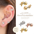 【4月新作】［14G 16G ］小さくても存在感抜群！上品にキラキラ輝く大人のちび スター 星 ストレート 軟骨ピアス ヘリックス ボディピアス 0285