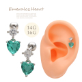 【11月再入荷】◇Best44◇ ［14G 16G ］透明感のあるキレイ色ハートが揺れる♪キュービックジルコニア チャーム 軟骨ピアス ヘリックス ボディピアス 0518