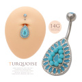 [14G]色鮮やかなターコイズブルーで洗練されたスタイリングへそピアスボディピアス0720