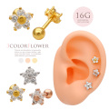 ［16G ］ちびちびサイズなので重ね付けもおまかせ♪合わせやすいCuteフラワーデザイン軟骨ピアスボディピアス 0904
