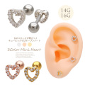 【11月再入荷】◇Best20◇ 14Gサイズ新登場！［14G 16G ］女のコらしさが際立つ♪CZ ちび オープンハート モチーフ ストレート 軟骨ピアス ボディピアス 0916