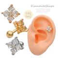 ［16G14G］エッジの効いたDIAMOND SHAPEでクールな女らしさ。キュービックジルコニア 軟骨ピアス ヘリックス ボディピアス 1073