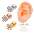 ［14G 16G ］愛らしい ちびちびサイズのフラワー ジュエル キュービックジルコニア flower 軟骨ピアス ヘリックス ボディピアス 1181