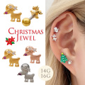 【12月新作】［14G 16G ］★クリスマス 限定★ 可愛いトナカイ デザイン ストレート 軟骨ピアス ヘリックス ボディピアス 0084
