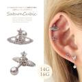 【4月再入荷】［14G 16G ］いつものスタイルもぐっと新鮮な印象土星 キュービック デザイン ストレート 軟骨ピアス ヘリックス ボディピアス 0418