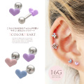 【4月新作】 ［16G ］ころんと丸みのあるフォルムが可愛いやさしく彩るぷっくりハート ストレート 軟骨ピアス ヘリックス ボディピアス 0432