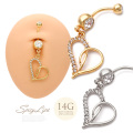 【8月再入荷】[14G ]媚びない可愛さを演出♪オープンハート へそピアス ボディピアス 0440