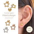 【3月新作】［14G 16G ］甘くなりすぎない大人デザインさりげなく輝く、抜け感スター ストレート 軟骨ピアス ヘリックス ボディピアス 0496