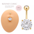 【5月再入荷】[14G ]大粒の存在感で豪華に決まる♪10mmクリスタルキュービックへそピアスボディピアス 1011