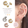 【4月新作】［14G 16G ］軽やかにきらめく透け感が美しいシアースター ＆ムーン ストレート 軟骨ピアス ヘリックス ボディピアス 1154
