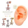【2月再入荷】［14G 16G ］ゆらゆら揺れる 丸い花びらが愛らしい存在感♪ちび CZ フラワー flowerチャーム 軟骨ピアス ヘリックス ボディピアス 0965