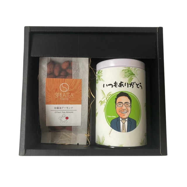 似顔絵和漢茶12P　和漢茶＆ナッツセットA