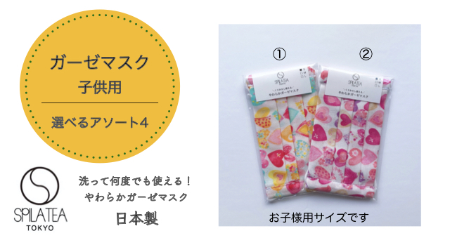 ガーゼマスク 　子供用　選べるアソート4　【メール便可】