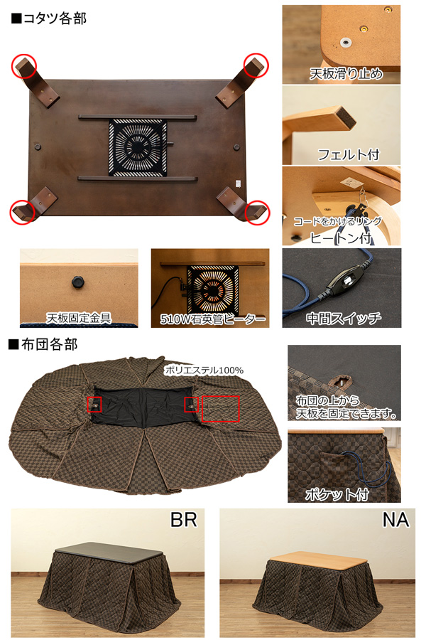 ダイニングコタツ 掛け布団セット 110×70