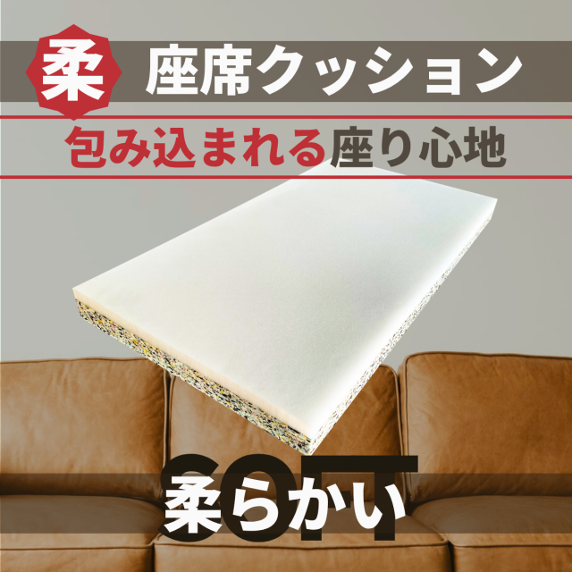 柔らかい【セミオーダー：厚み×幅×奥行き】イス・ソファー背面交換用クッション　２層品(ウレタン＋チップ)　修理・交換・リメイク