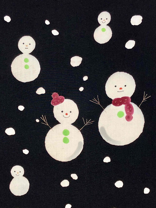 岡田その子 型絵染 雪だるま