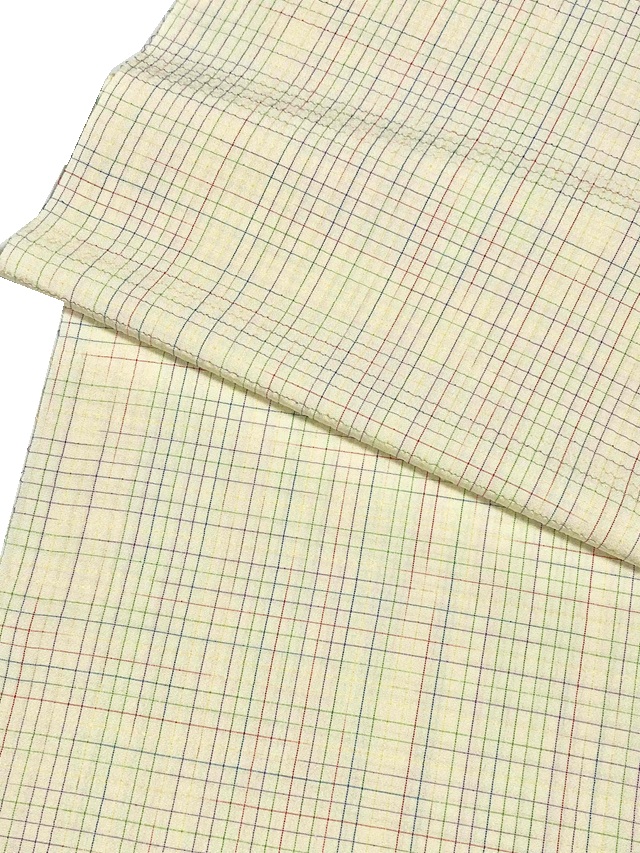 【帯揚げ】【草木染】【先染め絣】【クリーム】【絹100%】【日本製】【メーカー在庫放出品 掘出し価格】【送料全国一律510円】