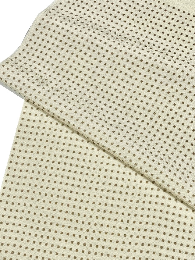 【帯揚げ】【丹後縮緬】【型染め】【スクエアー ドット】【クリーム】【絹100%】【日本製】【業者在庫放出品 掘出し価格】【送料全国一律510円】