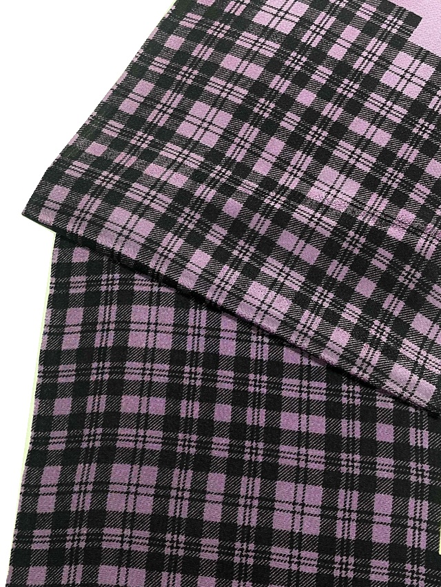 【帯揚げ】【丹後縮緬】【型染め】【タータンチェック】【赤紫】【絹100%】【日本製】【業者在庫放出品 掘出し価格】【送料全国一律510円】