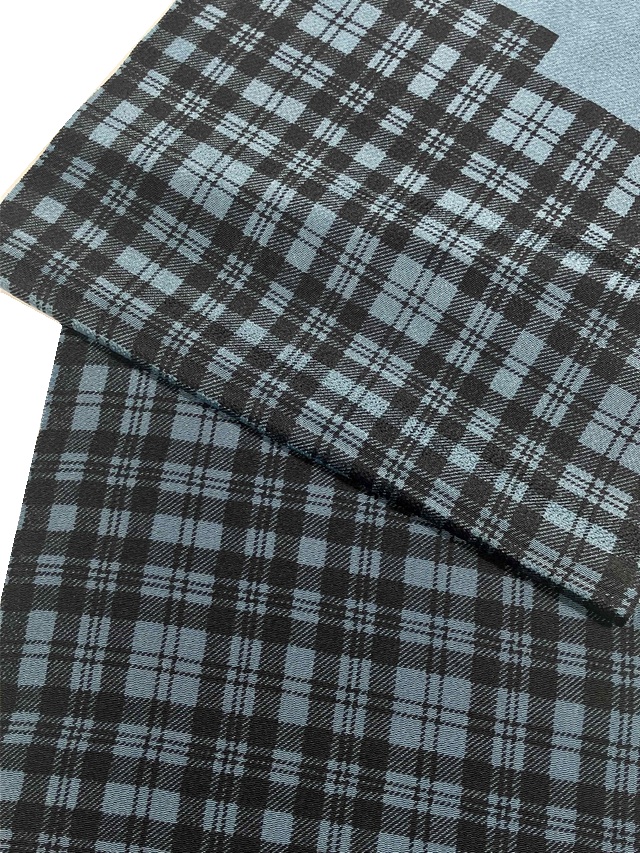 【帯揚げ】【丹後縮緬】【型染め】【タータンチェック】【藍色】【絹100%】【日本製】【業者在庫放出品 掘出し価格】【送料全国一律510円】