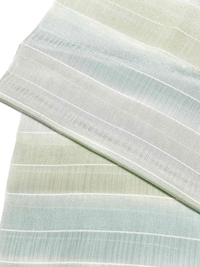 【帯揚げ】【丹後縮緬】【手染め】【三色段切り替え】【グリーン/ブルー/グレー】【絹100%】【日本製】【掘出し価格】【送料当店負担】1