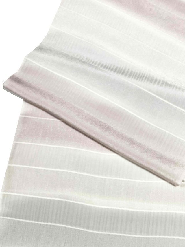 【帯揚げ】【丹後縮緬】【手染め】【三色段切り替え】【紫味ピンク/グレー】【絹100%】【日本製】【掘出し価格】【送料当店負担】2