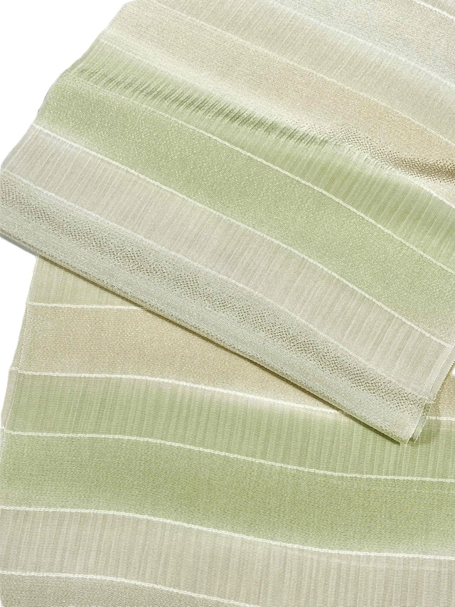 【帯揚げ】【丹後縮緬】【手染め】【三色段切り替え】【グリーン/ベージュ/サンドベージュ】【絹100%】【日本製】【掘出し価格】【送料当店負担】3