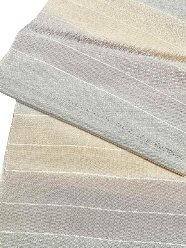 【帯揚げ】【丹後縮緬】【手染め】【三色段切り替え】【紫/クリーム/グレー】【絹100%】【日本製】【掘出し価格】【送料当店負担】3