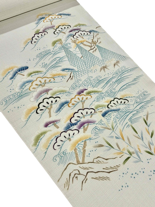 【名門染元 西原】【夏・単衣】【九寸名古屋帯】【京友禅】【手描き友禅】【御所解文様】【絹100%】【日本製 桐生織 生地】【お太鼓柄】【期間限定販売】【問屋放出SALE】【送料当店負担】