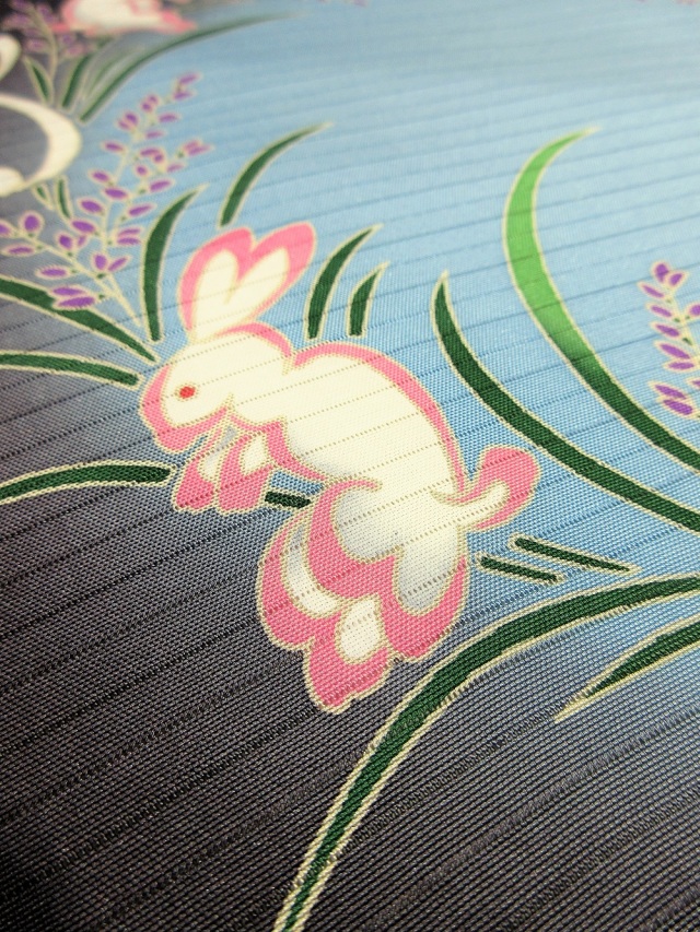 夏帯　染帯　うさぎ