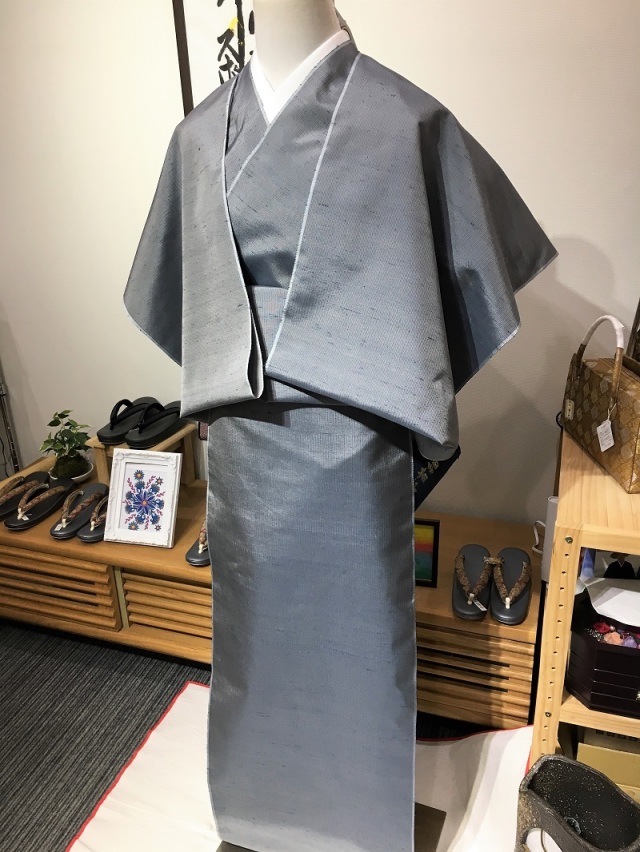 色無地　牛首紬　グラデーション　ぼかし染め　くすみカラー　着物　063w d 色無地牛首紬グラデーションぼかし染めくすみカラー着物063w d