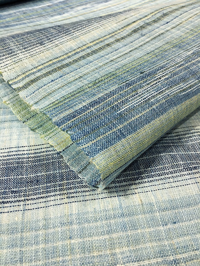 k31⭐️宮古上布⭐️超豪華絢爛綺麗身丈163cm裄丈69cm苧麻単衣広襟⭐️未使用 訪問着 身丈163cm 裄丈65cm M 袷 翠山工房 落款あり 山並み 霞