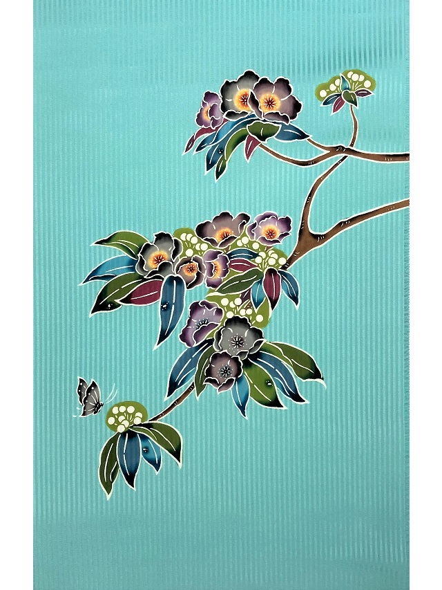 沖縄伝統工芸紅型染物「花」手染め 芭蕉紙紅型染「沖縄の花」シリーズ〈