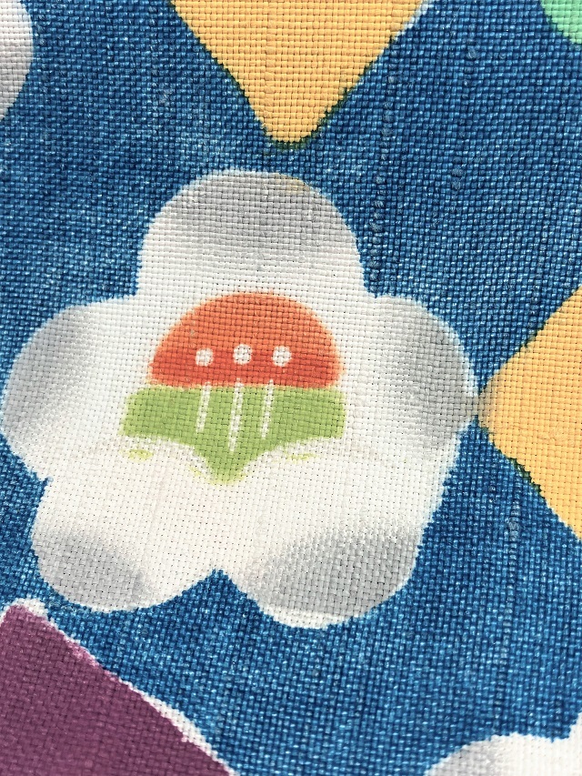 荒川眞理子 型絵染の世界 作品名「○△□」ファンシー＆happy 九寸