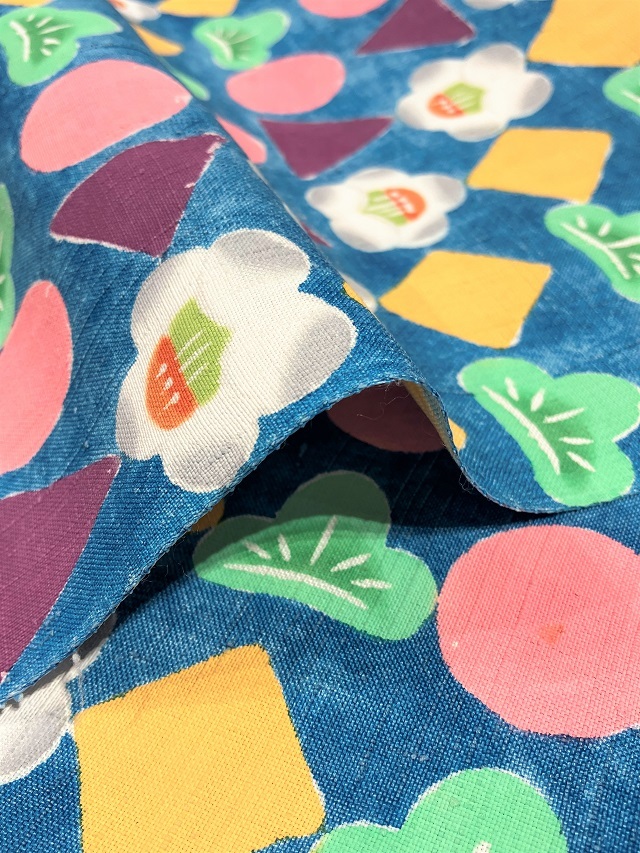 荒川眞理子 型絵染の世界 作品名「○△□」ファンシー＆happy 九寸