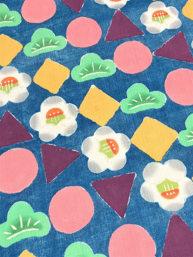 荒川眞理子 型絵染の世界 作品名「○△□」ファンシー＆happy 九