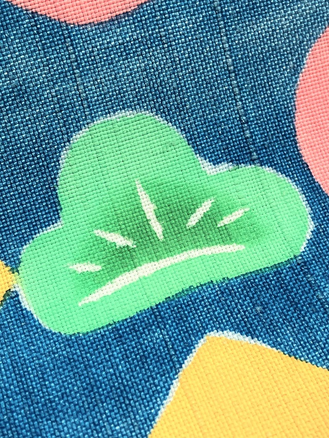 荒川眞理子 型絵染の世界 作品名「○△□」ファンシー＆happy 九寸