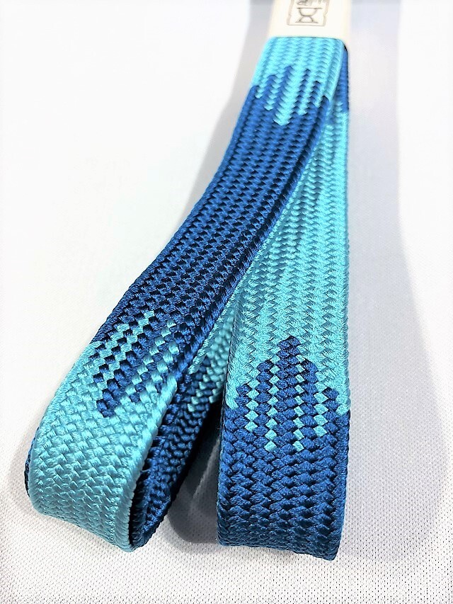 【五嶋紐】【江戸組紐】【帯締め】【お洒落】【絣風カラー切り替え】【ブルー】【2枚組合わせ】【絹100%】【切り房】【日本製】【送料全国一律510円】