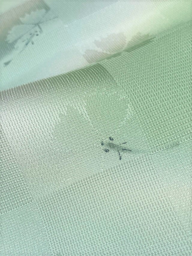 訪問着 型染め 鶴 松竹梅 菊 網干 流水 膨れ織 グリーン 着物