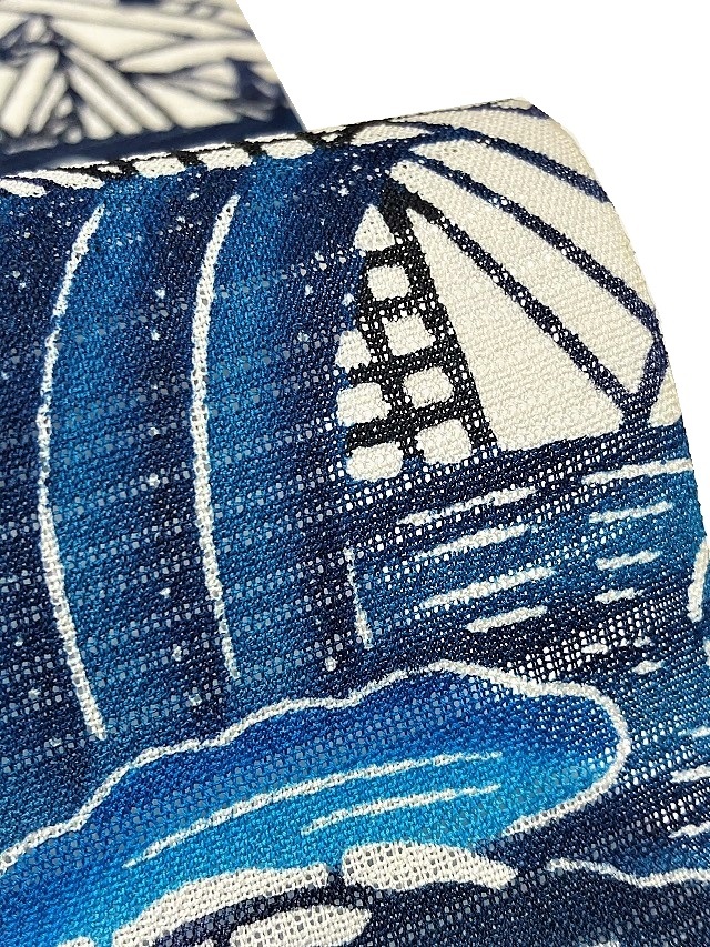 城間栄順 現代紅型の礎を築いた巨匠 夏単衣 信州上田絽紬 進貢船｜着物