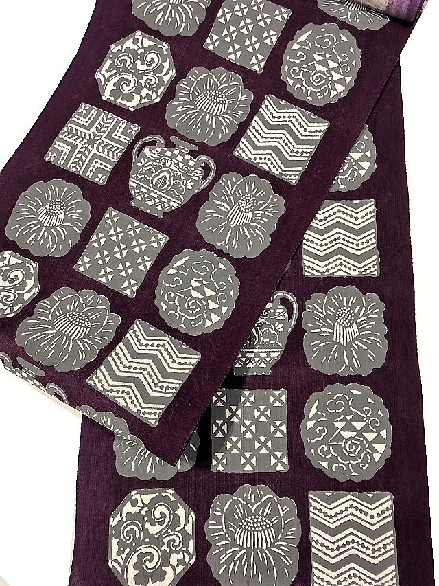 正絹上田紬型絵染め手描き希少美しいきもの掲載荒川眞理子はっぱ草木染めくるみ別注 正絹上田紬型絵染め手描き希少美しいきもの掲載荒川眞理子はっぱ