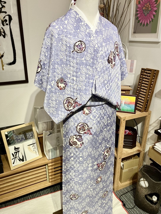 城間栄順 紅型染 着尺 ｜拡張高く上品な菊アヤメ丸紋｜着物セレクト