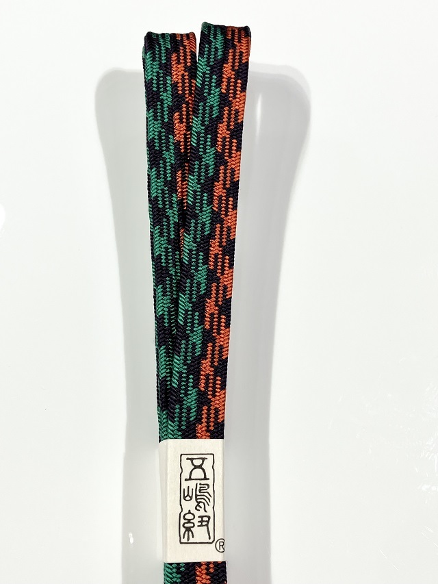 五嶋紐 帯締め｜千鳥格子 ツートンカラー オレンジ/グリーン/茄子紺