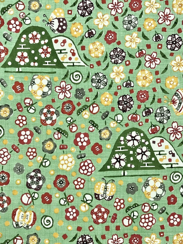 型絵染 国画会会員 岡本紘子 常春の陽だまりの中で 花満ちて ｜着物