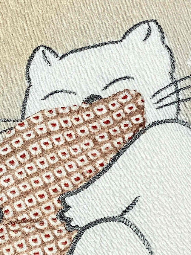 藤井絞り ネコ九寸名古屋帯