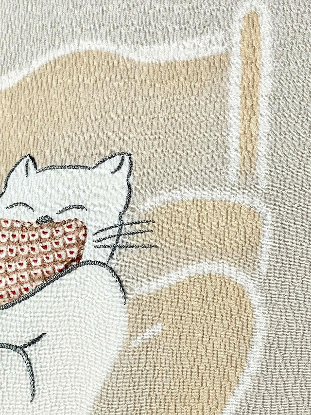 藤井絞り ネコ九寸名古屋帯